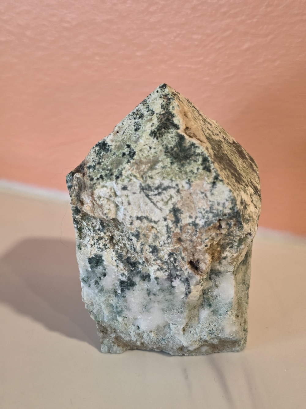 Green and White Raw Moss Agate Decorative Home